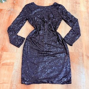 Fashion Nova Black Sequin Long Sleeve Sheath Dress